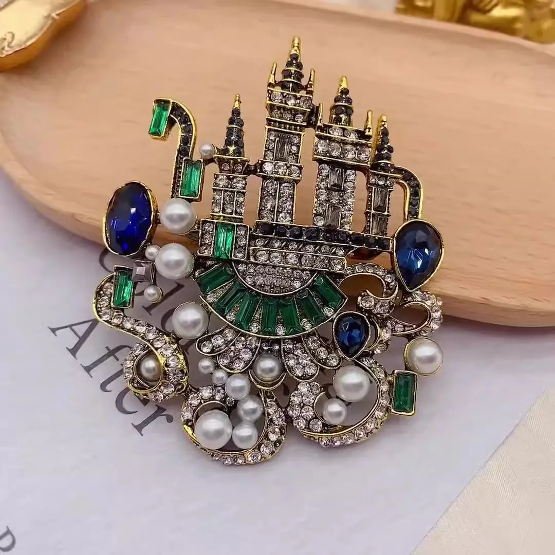 Pre Order:  Retro Castle Crystal Brooch