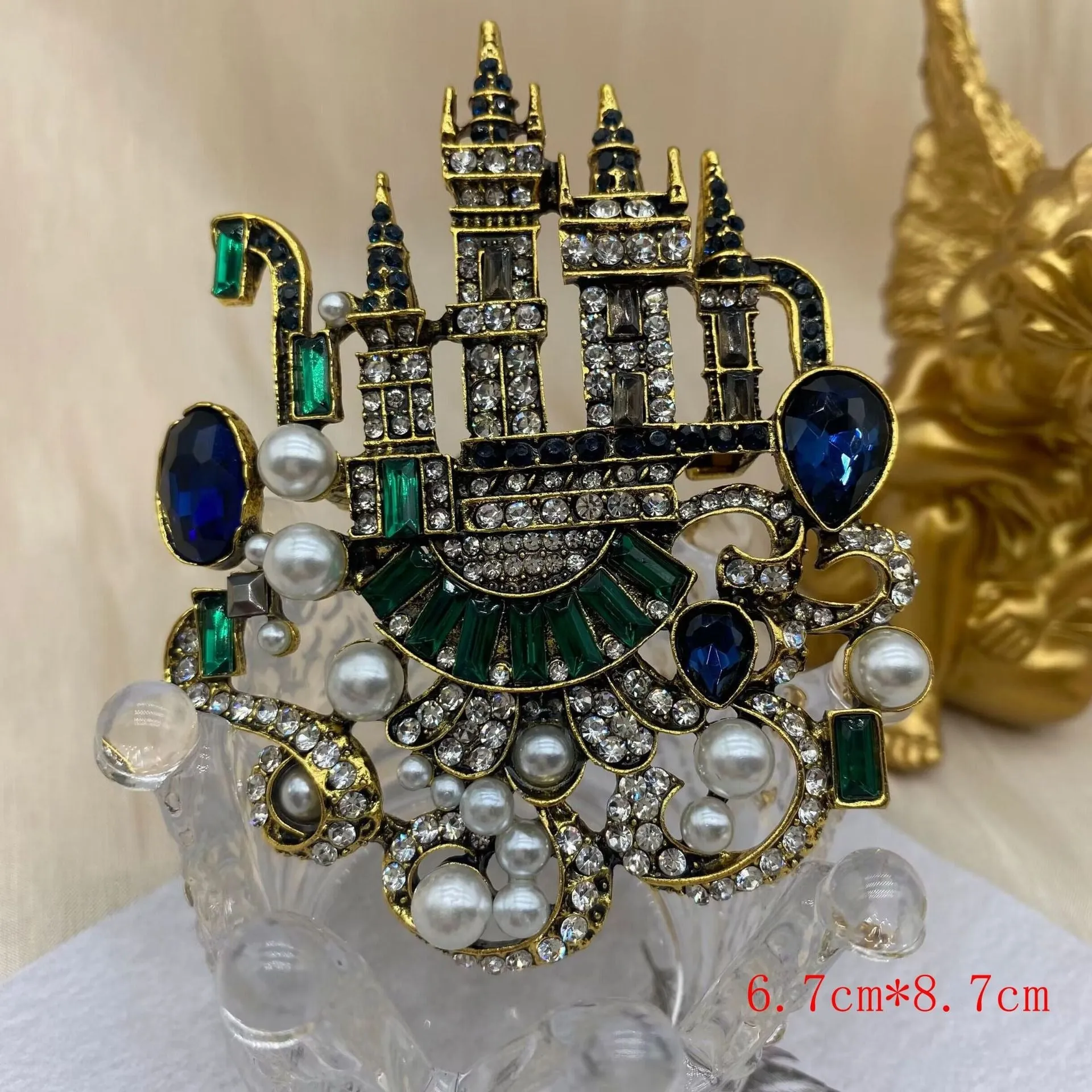 Pre Order:  Retro Castle Crystal Brooch
