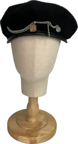sacred hawk Black Embellished Beret Hat One Size