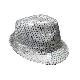 Sequin Fedora Hat - Silver
