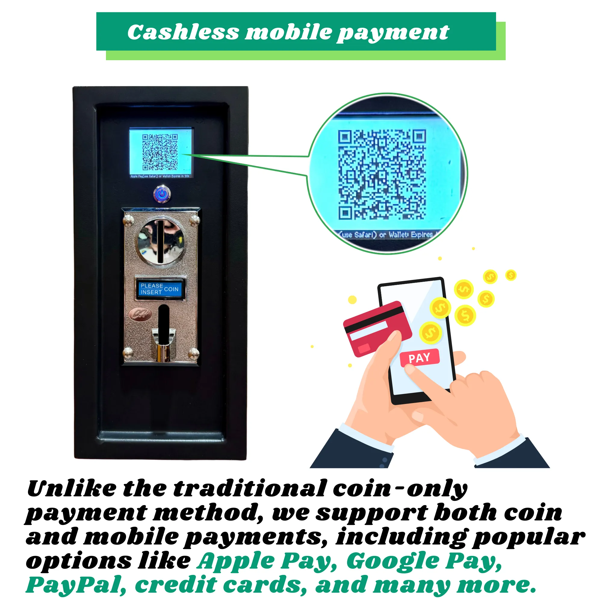 Sintron ST-004 110V~240V Coin & Mobile contactless Payment Operated Timer Control Power Box - Credit Card Apple Pay Google Pay PAYPAL Venmo Cash App STRIPE Square etc...(not limited)