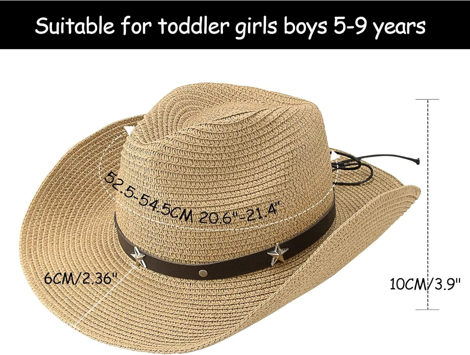 Straw Cowboy Hats for Toddler Girls Boys Summer Sun Hat Belt Buckle Cowgirl Western-Hat for Kid 2-4 Years