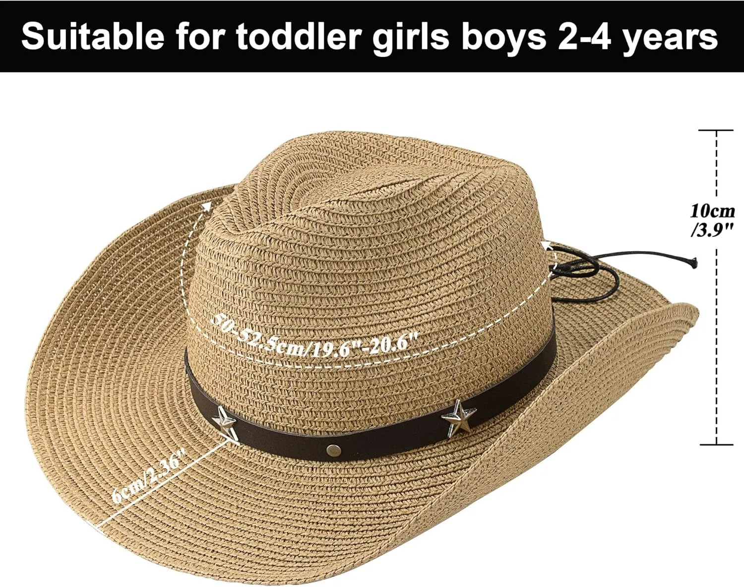 Straw Western Cowboy Hat for Toddler Girls Boys Summer Sun Hat Western Cowgirl for Kids 2-9Yrs