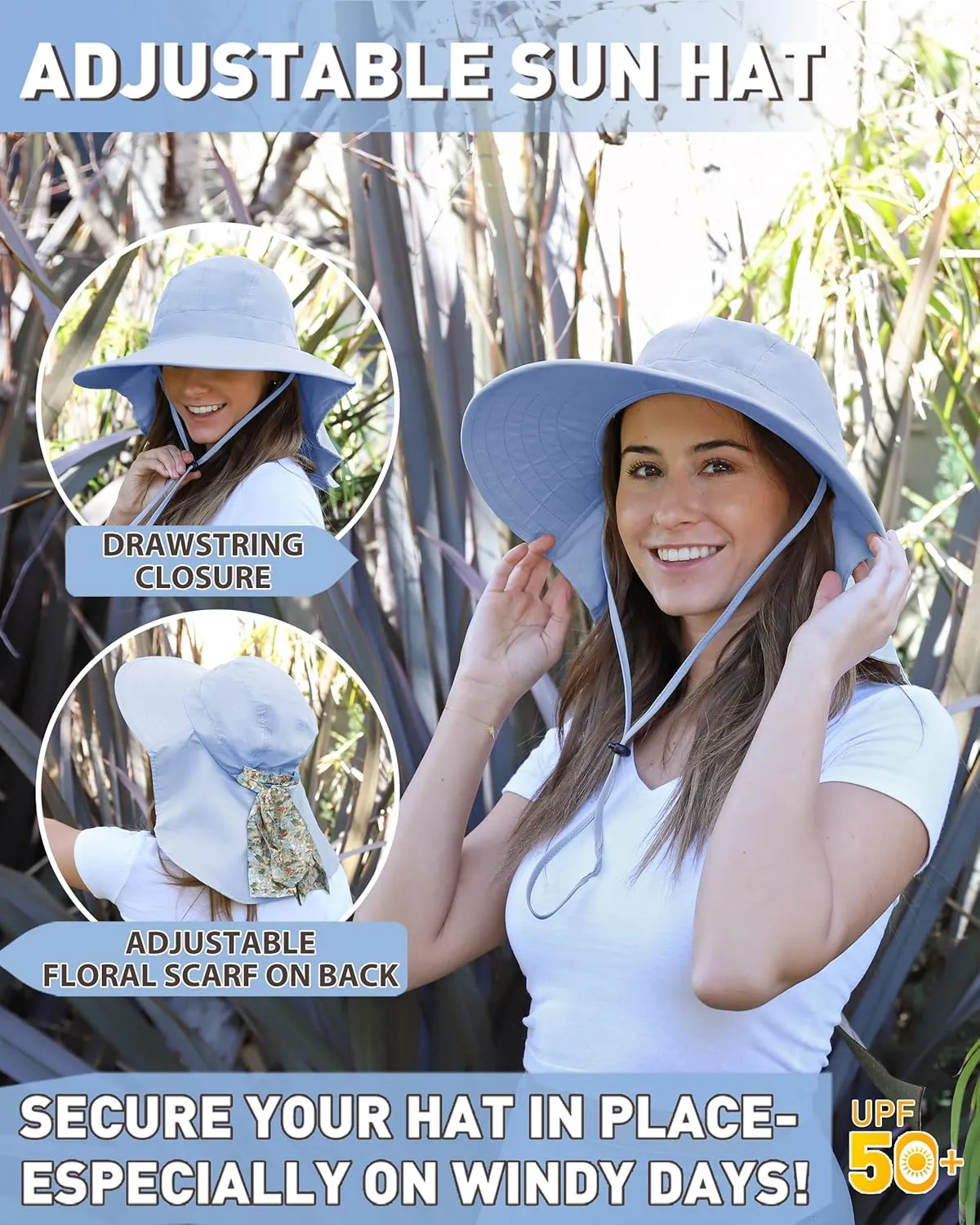 Tirrinia Womens Hiking Hat Wide Brim Hat with Large Neck Flap UPF 50  Sun Protection Hats