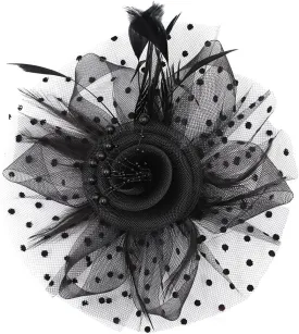 Women Fascinator Feather Flower Hair Clip Pin Brooch Corsage for Bridal Hairband Derby Hat Cocktail Party Wedding