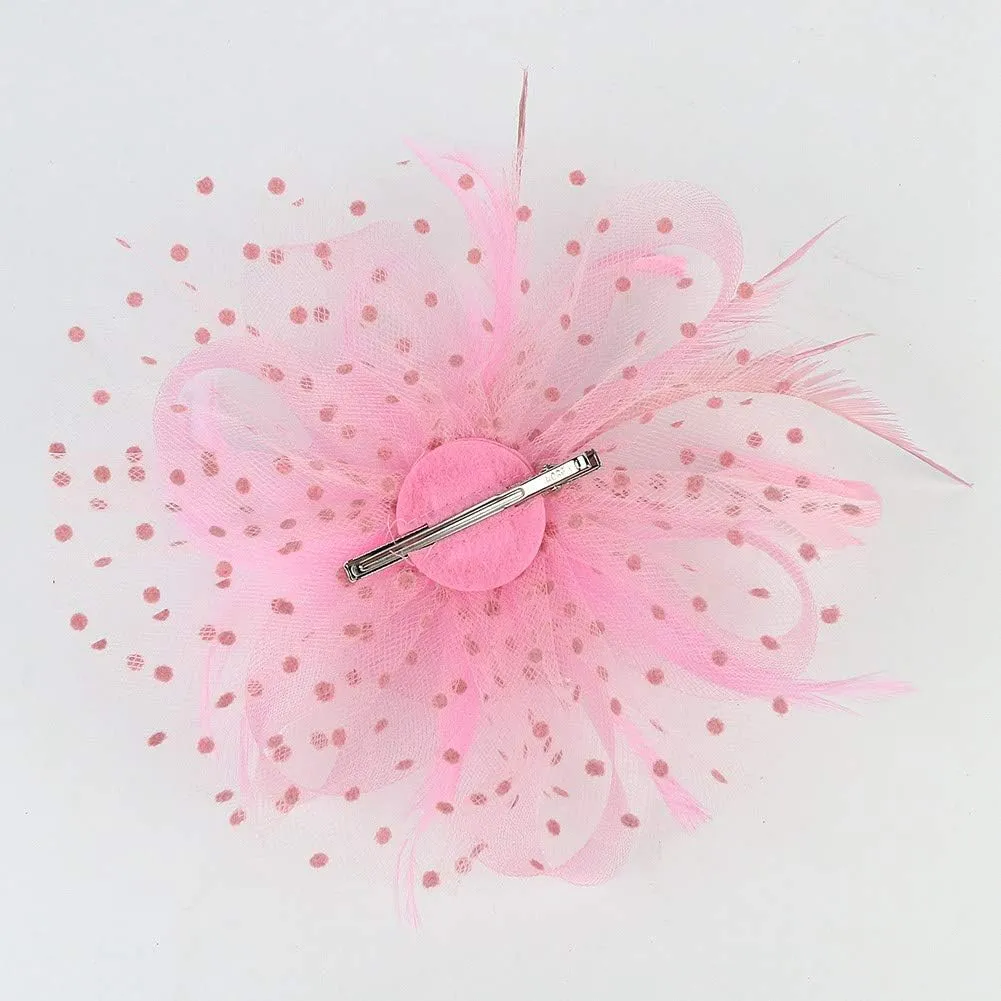 Women Fascinator Feather Flower Hair Clip Pin Brooch Corsage for Bridal Hairband Derby Hat Cocktail Party Wedding
