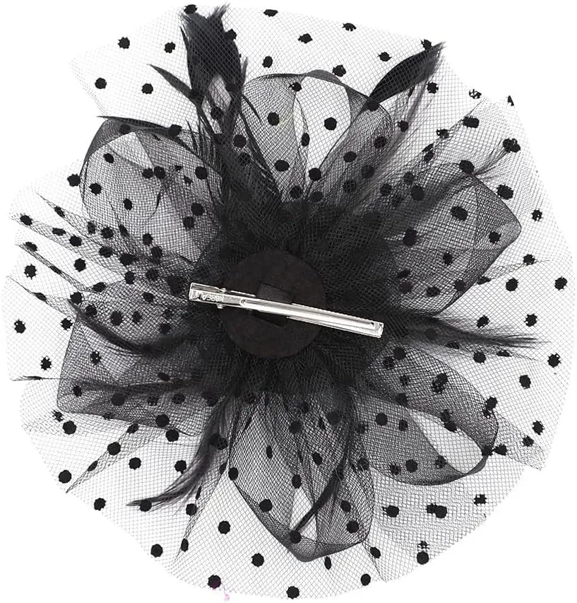 Women Fascinator Feather Flower Hair Clip Pin Brooch Corsage for Bridal Hairband Derby Hat Cocktail Party Wedding