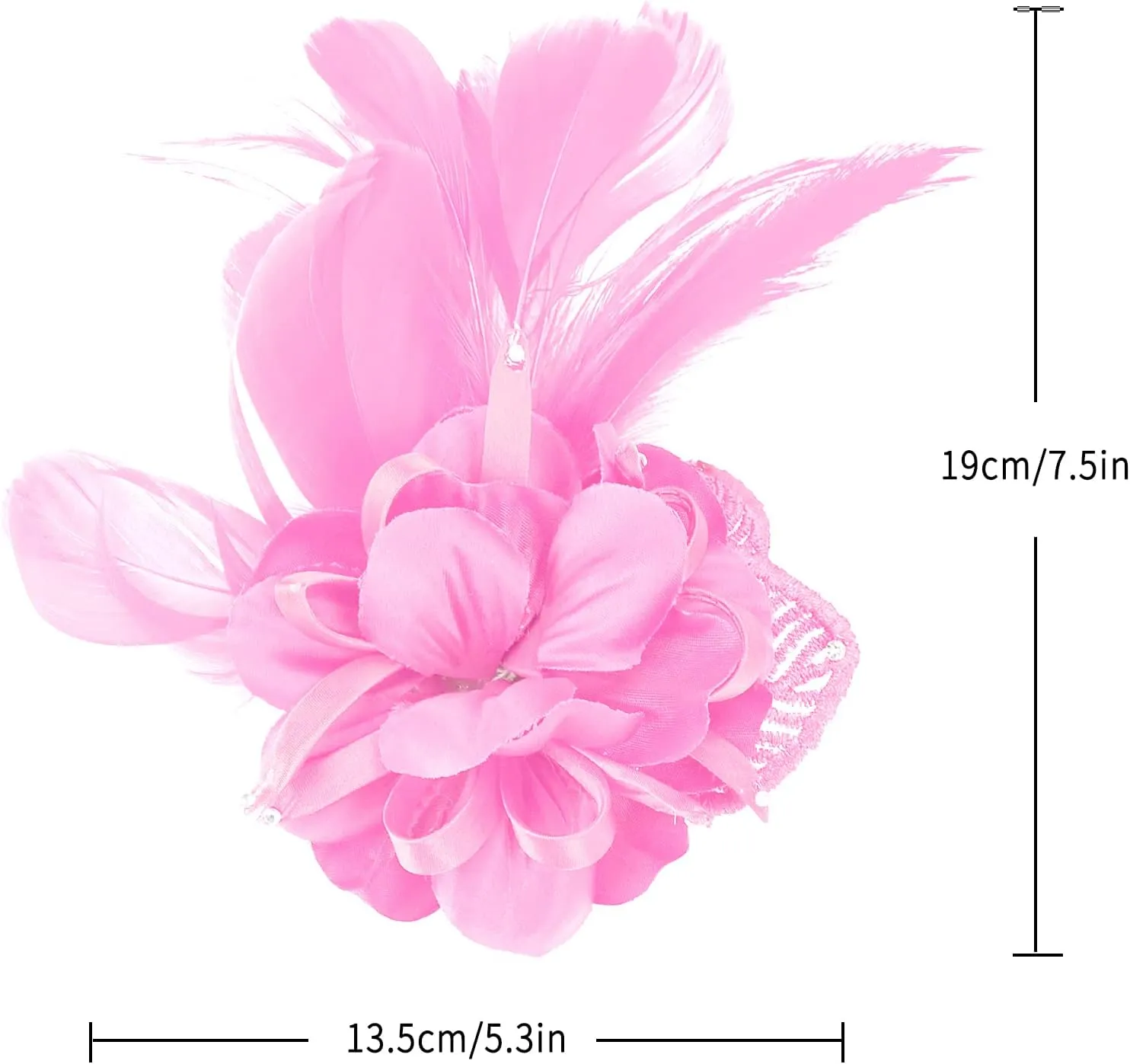 Women's Fascinator Feather Flower Pin Brooch Corsage Bridal Hairband Derby Hat Cocktail Party Wedding