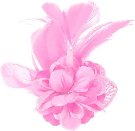 Women's Fascinator Feather Flower Pin Brooch Corsage Bridal Hairband Derby Hat Cocktail Party Wedding