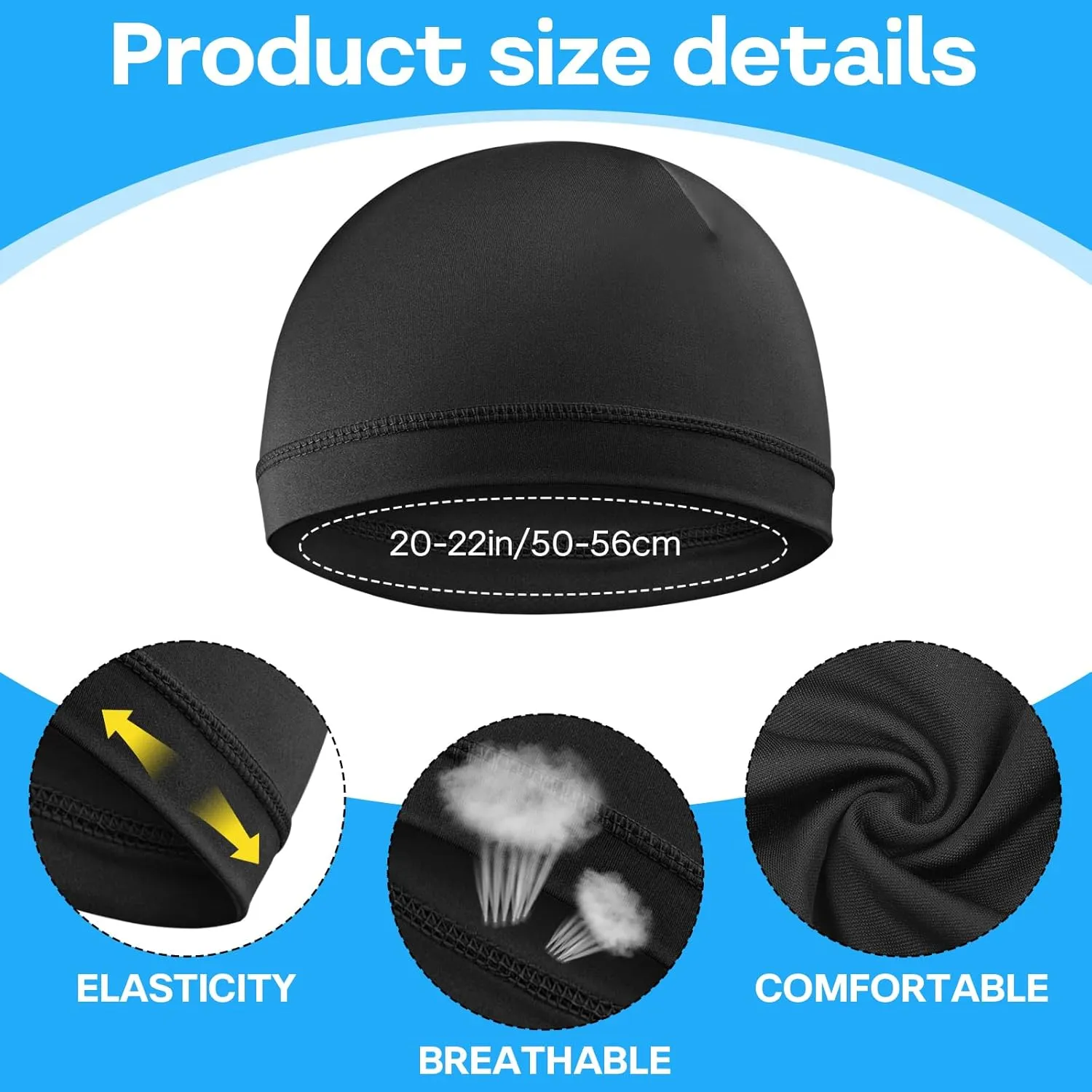 Xindojuz 2 PCS Stocking Caps for Men, Silk Wave Caps for Black Men, Shower Hair Bonnet for Sleeping Cap
