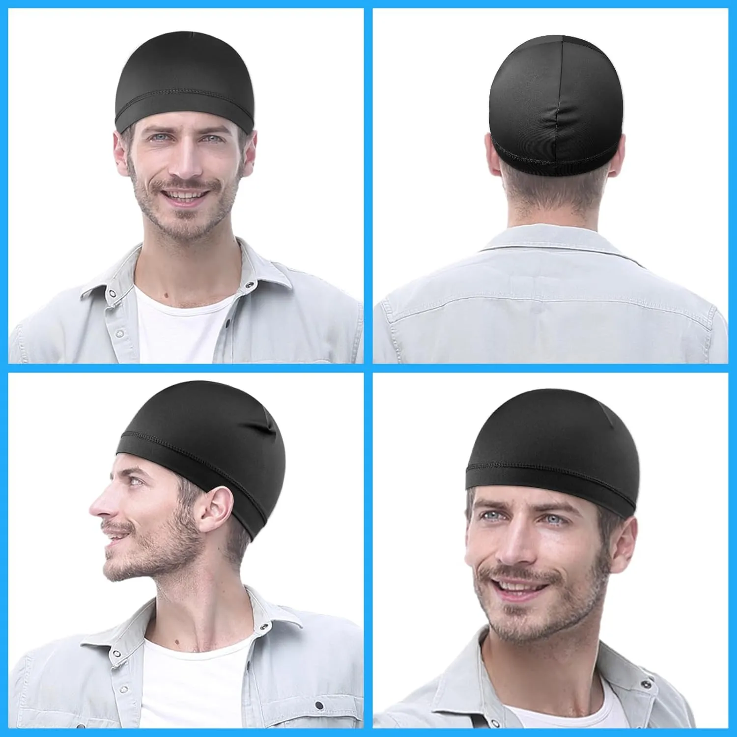 Xindojuz 2 PCS Stocking Caps for Men, Silk Wave Caps for Black Men, Shower Hair Bonnet for Sleeping Cap